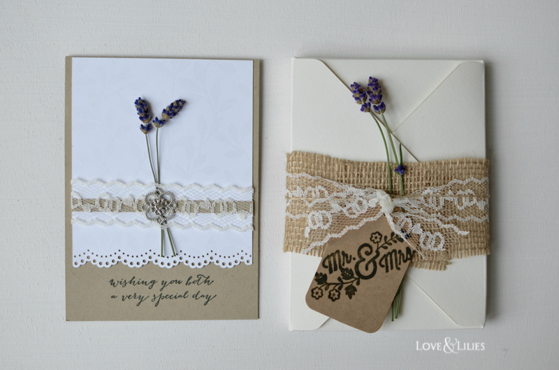 LoveAndLilies.de // Handmade Card: Hochzeitskarte mit frischem Lavendel und passender Kuvertbox