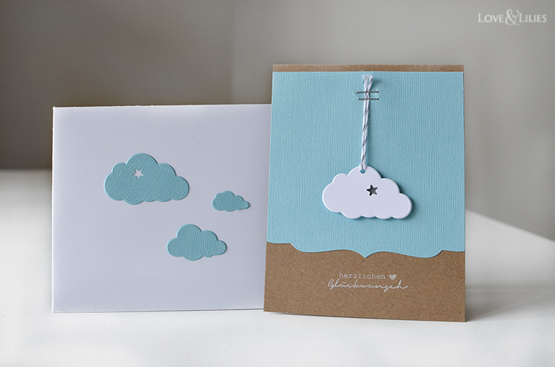 LoveAndLilies.de | Handmade/DIY: Eine selbstgemachte Karte mit Wolken  zur Geburt eines kleinen Jungen
