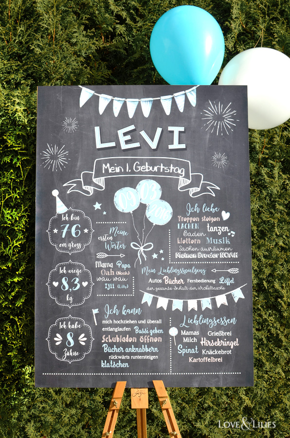 LoveAndLilies.de | Chalkboard zum 1. Geburtstag, Erhältlich in verschiedenen Formaten bei LoveAndLilies.de