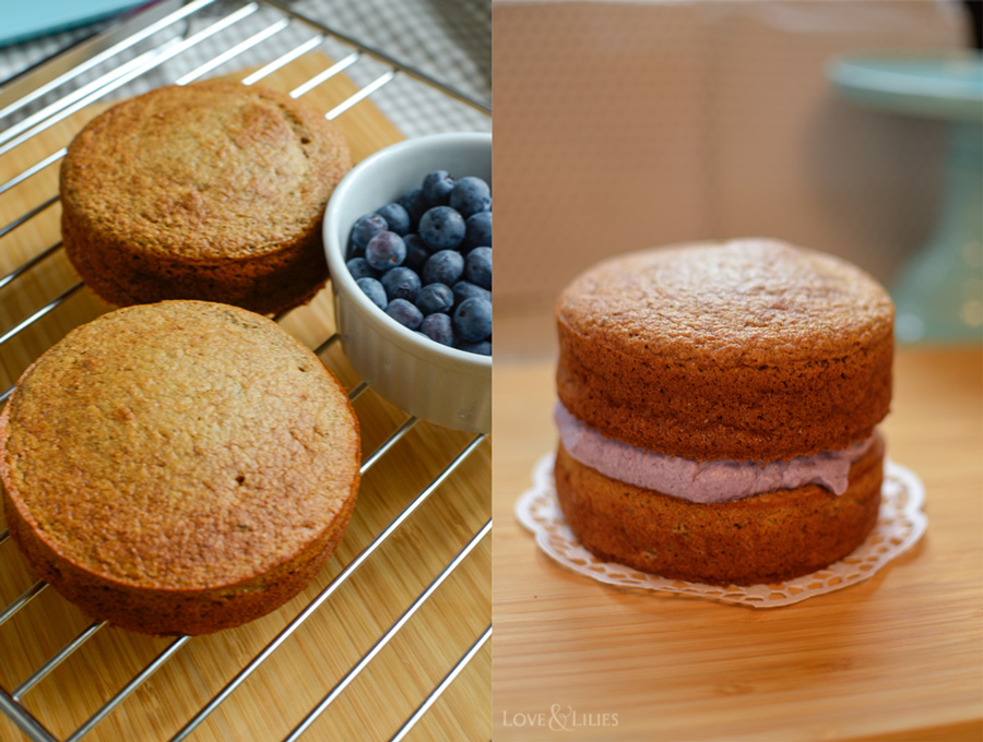 LoveAndLilies.de | Gesunder Bananen-Apfelmus-Kuchen mit Blaubeersahne zum 1. Geburtstag. Sieht nicht nur toll aus, sondern schmeckt auch noch besonders gut. 