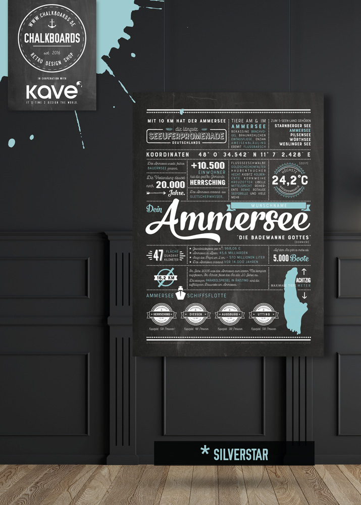 KAVE | CHALKBOARDS.DE Ammersee Plakat Chalkboard