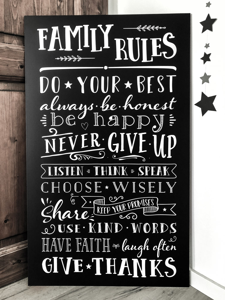 Family Rules Chalkboard Familienregeln